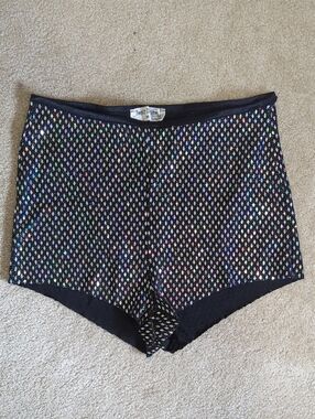 Bear Dance Black High-Waist Holographic Mini Shorts